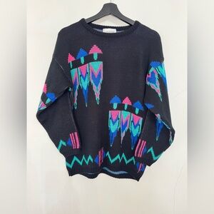 Rare Vintage 80’s 19th Avenue Art Deco Women Funky 100% Acrylic Ribbed Sweater